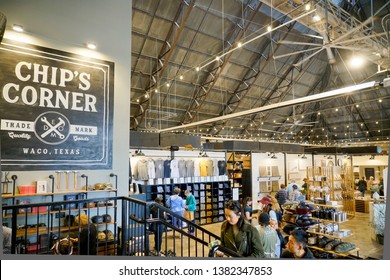 WACO, Texas / United States - April 1, 2019, Interior of store at Magnolia Market owned by Chip and Joanna Gaines from the HGTV show Fixer Upper