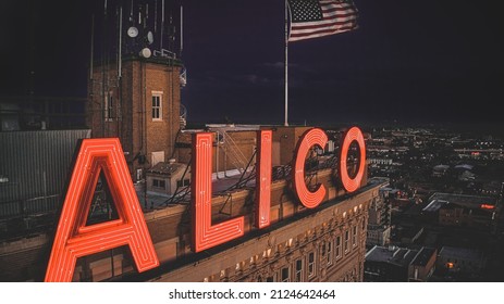 Waco, Texas, United States - January 1, 2022: The Iconic Alico Building represents the most historic figure of the Waco, Texas skyline.