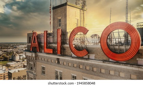 Waco, Texas, United States - March 25, 2021: The Iconic Alico Building represents the most historic figure of the Waco, Texas skyline.