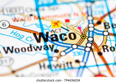 Waco. Texas. USA on a map