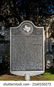 Waco, TX - Oct. 22, 2021: The Courthouses of McLennan County Texas Historic Landmark sign.