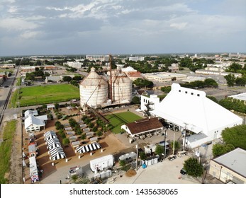 Waco, TX / USA - June 26 2019: Aerial View Of The Magnolia Silos, Home To HGTV’s Chip And Joanne