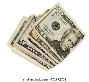 Wad of money with shadow on white background/ Wad of Money - Shutterstock ID 471992701