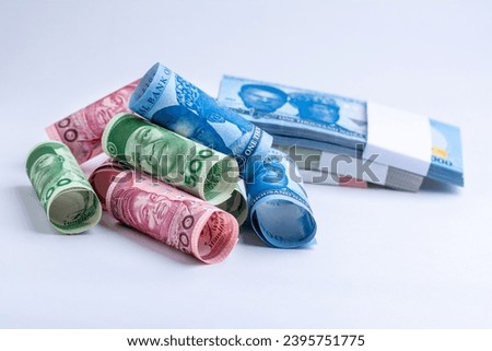 A wad, stack of rolled up and bundle of Nigerian currency notes, Naira