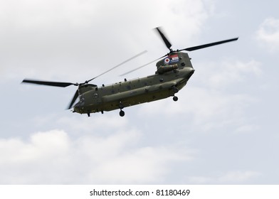 WADDINGTON, ENGLAND, UK - JULY 2: Chinook HC2 From No.18 Squadron At Waddington International Air Show On July 2, 2011 In Waddington, England, UK.