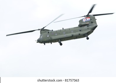 WADDINGTON, ENGLAND, UK - JULY 3: Chinook HC2 From No.18 Squadron At Waddington International Air Show On July 3, 2011 In Waddington, England, UK.