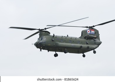 WADDINGTON, ENGLAND, UK - JULY 3: Chinook HC2 From No.18 Squadron At Waddington International Air Show On July 3, 2011 In Waddington, England, UK.