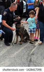 Wadsworth, Ohio USA 6-7-2019: Wadsworth First Friday Downtown Gathering. First Responders Appreciation Day. Police Dog