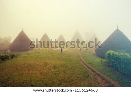 Wae Rebo Village in Flores Indonesia, the traditional Manggaraian ethnic village with cone-shaped traditional houses.