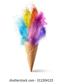 Wafer Cone With Colored Powder Explosion