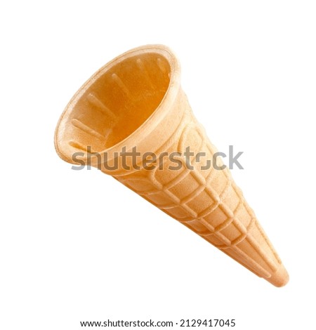 Wafer cone, empty ice cream cone isolated with clipping path included