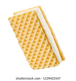 Wafer Ice Cream Sandwich Isolated On White Background With Clipping Path