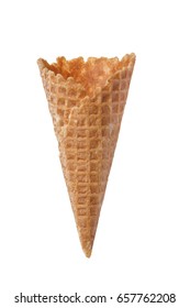 Waffle Cone Isolated On White,macro Shot