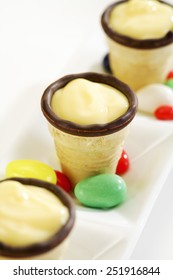 Waffle Cups With Egg Liqueur, Sugar Eggs