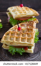 Waffle Sandwich On A Table