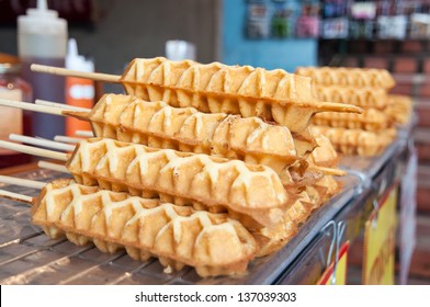 waffle sticks sell in Thai market