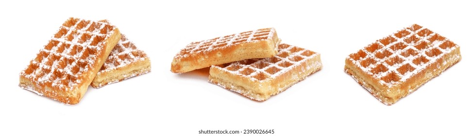 Waffles from Brussels (Belgium) on white background