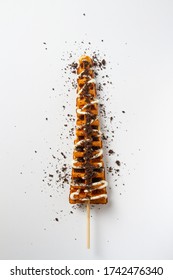 waffles on a stick, white background, difference flavors
