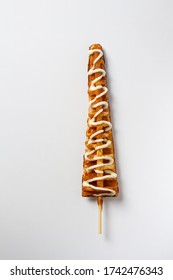 waffles on a stick, white background, difference flavors