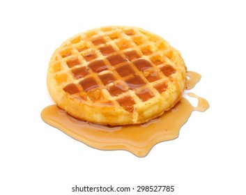 Waffles With Syrup On White Background