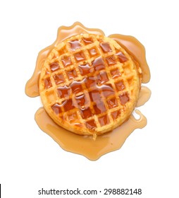 Waffles With Syrup On White Background