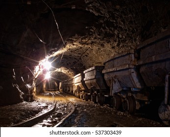 Wagons In Gold Mine