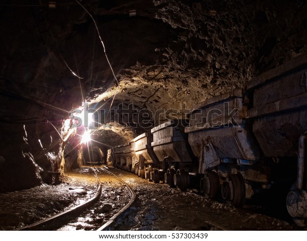 Wagons in gold\
mine