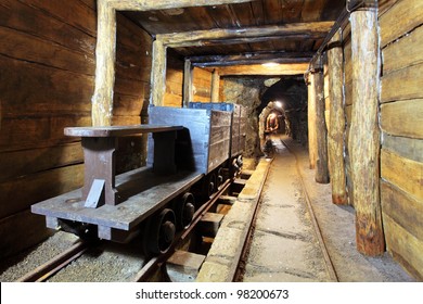 Wagons And Machine In Gold, Silver And Cooper Mine