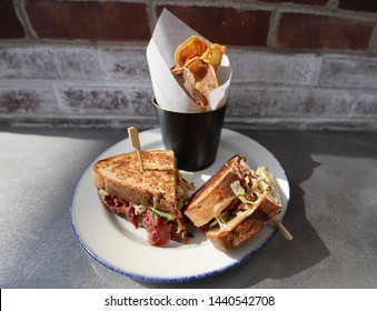 Wagyu Pastrami Reuben Sandwich With Potato Chips