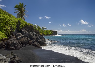 Waianapanapa state park, black sand beach. Maui, Hawaii