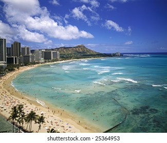 Waikiki Beach and Diamond Head Crater on the Hawaiian island of Oahu.