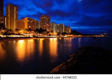 Waikiki Beach At Night