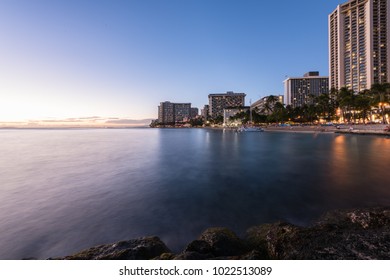 Waikiki Beach, Oahu, Hawaii at Blue Hour 