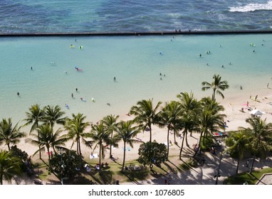 Waikiki Beach As Viewed From Our Hotel Room Lanai.