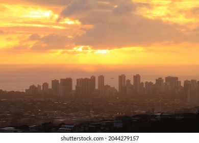 Waikiki Skyline And Ocean At Sunset