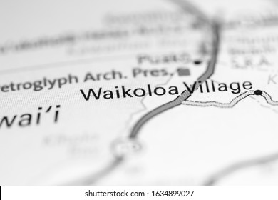 Waikoloa Village. Hawaii. USA On A Geography Map