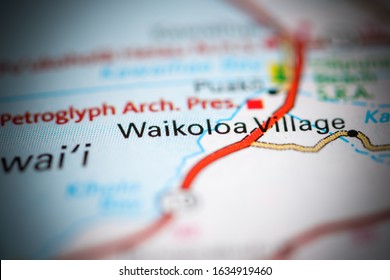 Waikoloa Village. Hawaii. USA On A Geography Map