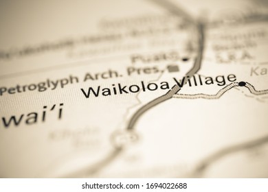 Waikoloa Village. Hawaii. USA On A Geography Map