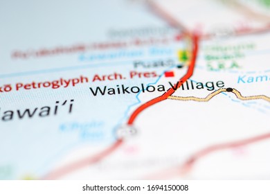 Waikoloa Village. Hawaii. USA On A Geography Map