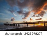 Waimea bay state pier at sunset, waimea, kauai island, hawaii, united states of america, north america