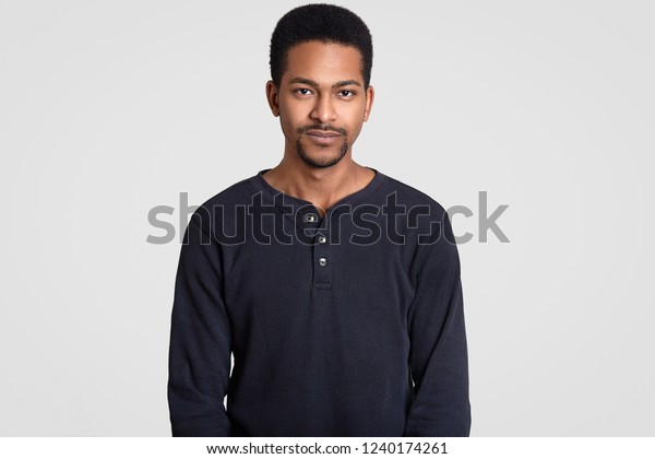 Waist Shot Black Man Short Curly Stock Photo Edit Now 1240174261