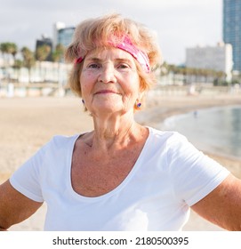 Waist-up Portrait Of Mature Sportswoman On