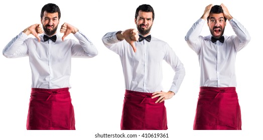 Waiter Doing Bad Signal