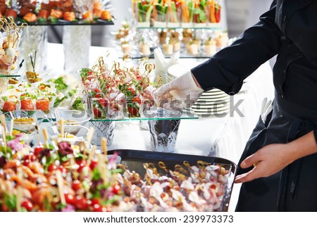 waiter meat dish serving catering table stock photo edit now catering waiter