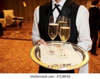 Waiter welcomes guests
