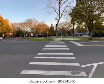 Waiting To Cross A Street In East Hampton During The Autumn