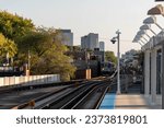 Waiting for the elevated train in Chicago