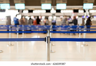 Waiting Lines In The Airport And Security Post For Passenger Check In