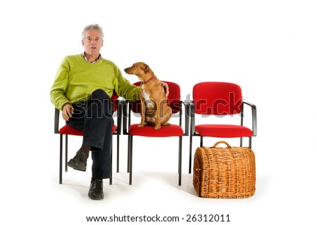 waiting room by veterinary with dog and cat