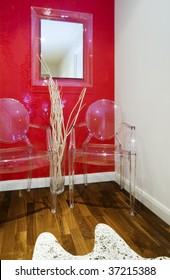 Waiting Room With Luxury Elements And Clear Plastic Chair